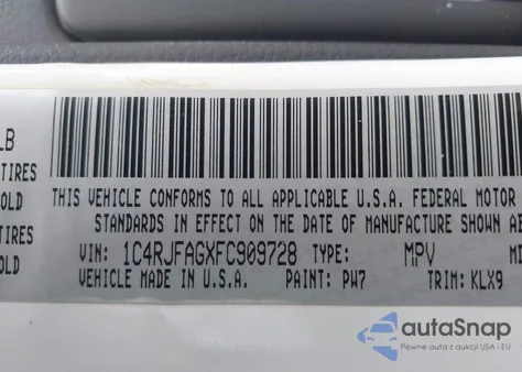 2015 Jeep Grand Cherokee Altitude из США, поврежденный, VIN 1C4RJFAGXFC909728